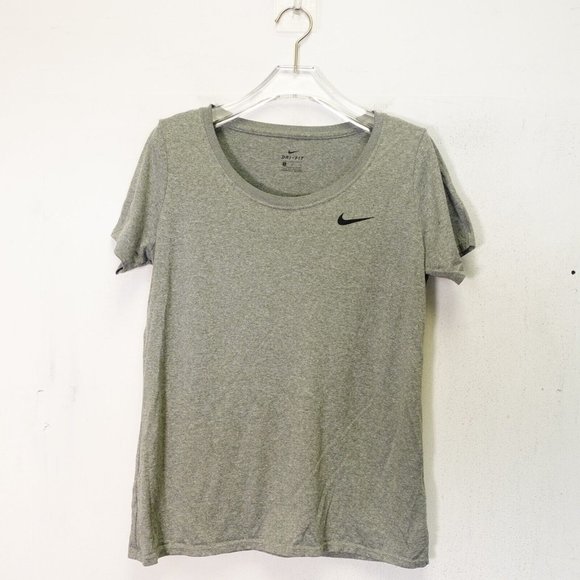 Nike‎ Top Womens Medium Dri Fit Sports Running Gray Marl Knit Round Casual Tee - Picture 1 of 7